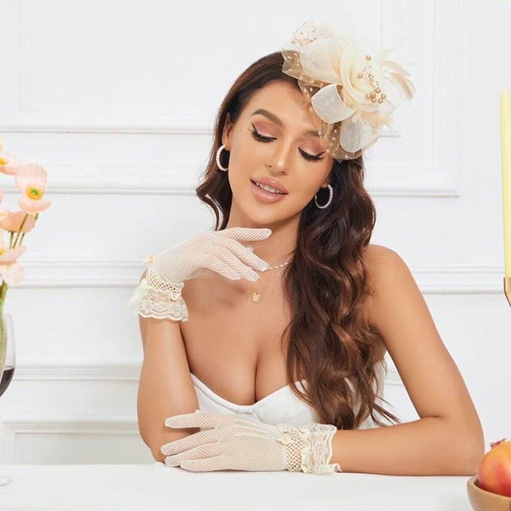 Cocktail Tea Party Headwear & Bowknot Gloves